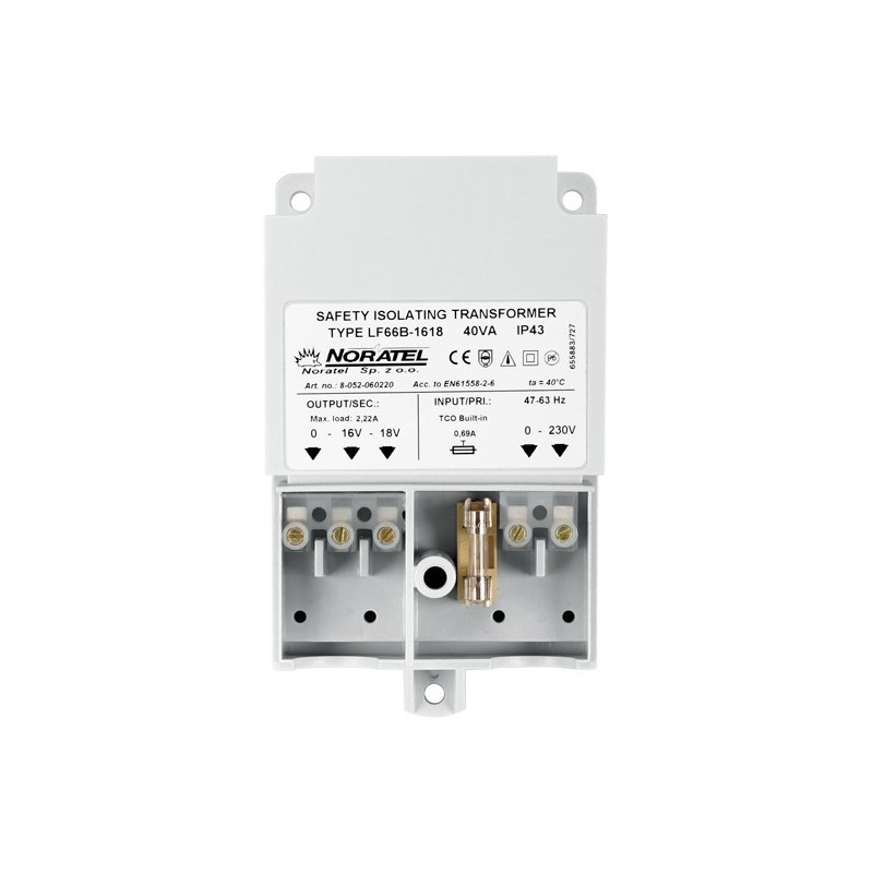 Transformator, 230V/18V, 40VA