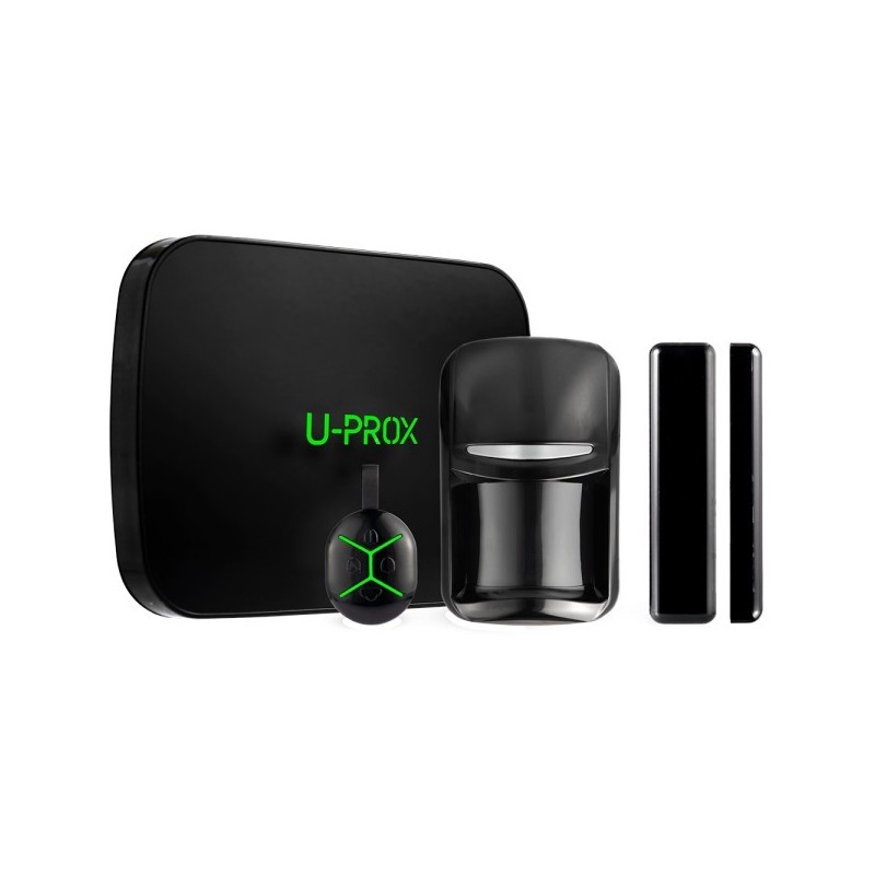 Funk-Alarmzentralen-Set, 250 ML, inkl. PIR-Bewegungsmelder, Magnetkontakt und Handsender, schwarz