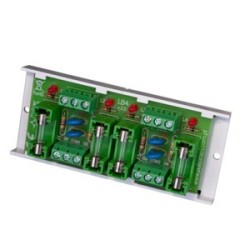 Stromverteilerplatine für 10-24VDC/AC mit Glasrohrsicherungen