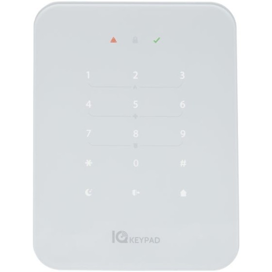 Qolsys Funk-Bedienteil, 868 MHz, 912 - 919 MHz, Touch-Tastatur, Summer, Grad 2, weiß