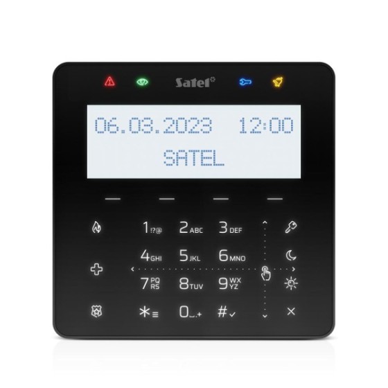 Satel Bedienteil schwarz mit Display, Touch-Tastatur m. Mifare Leser