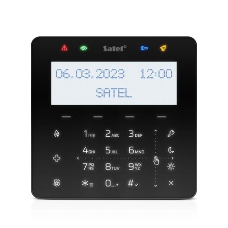 Satel Bedienteil schwarz mit Display, Touch-Tastatur m. Mifare Leser