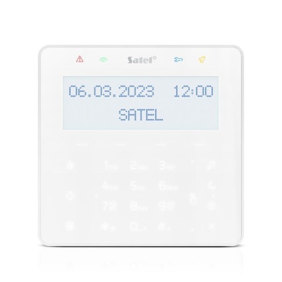 Satel Bedienteil weiß mit Display, Touch-Tastatur m. Mifare Leser