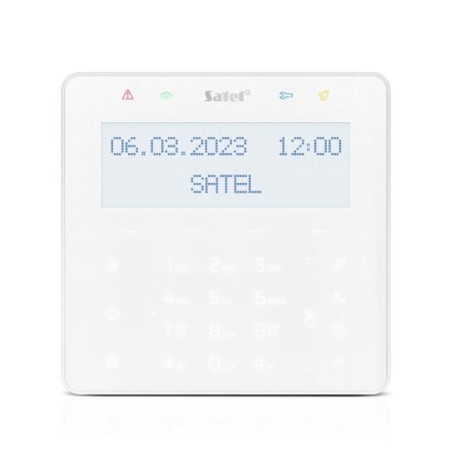 Satel Bedienteil weiß mit Display, Touch-Tastatur m. Mifare Leser