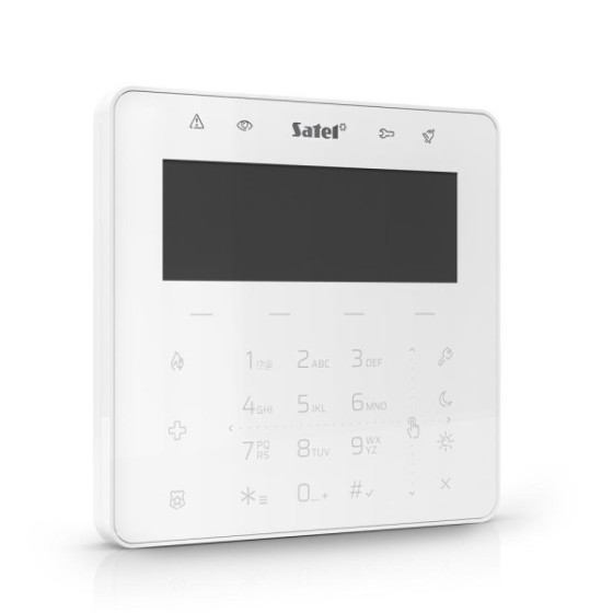Satel Bedienteil weiß mit Display, Touch-Tastatur m. Mifare Leser