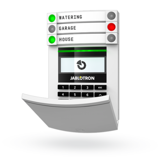 Jablotron BUS-Bedienteil, LCD-Display, Tastatur, RFID-Leser, weiß