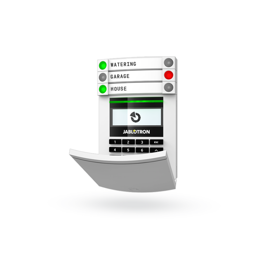 Jablotron BUS-Bedienteil, LCD-Display, Tastatur, RFID-Leser, weiß