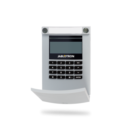 Jablotron Funk-Bedienteil mit LCD-Display, Codetastatur und Leser, grau