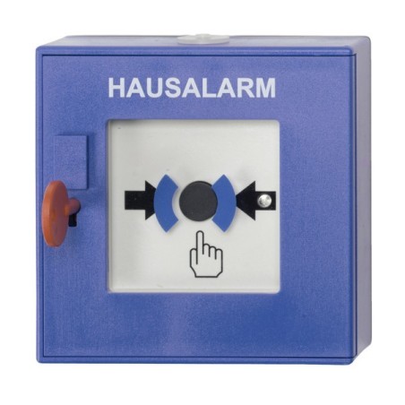 DKM mit Isolator, blau, Kunststoff mit Aufschrift Hausalarm