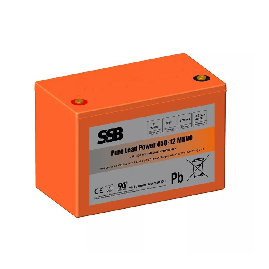 SSB Battery Pure Lead Power 450-12 M8V0 SSB Battery Pure Lead Power 450-12 M8V0