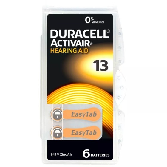 Duracell EasyTab 13 Hörgerätebatterie 6er Blister