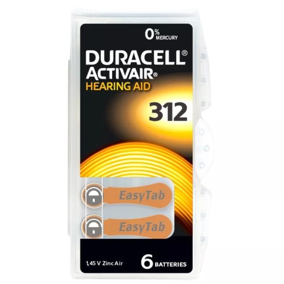 Duracell EasyTab 312 Hörgerätebatterie 6er Blister