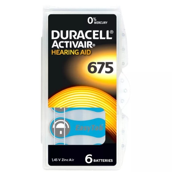 Duracell EasyTab 675 (PR44) Hörgerätebatterie 6er Blister