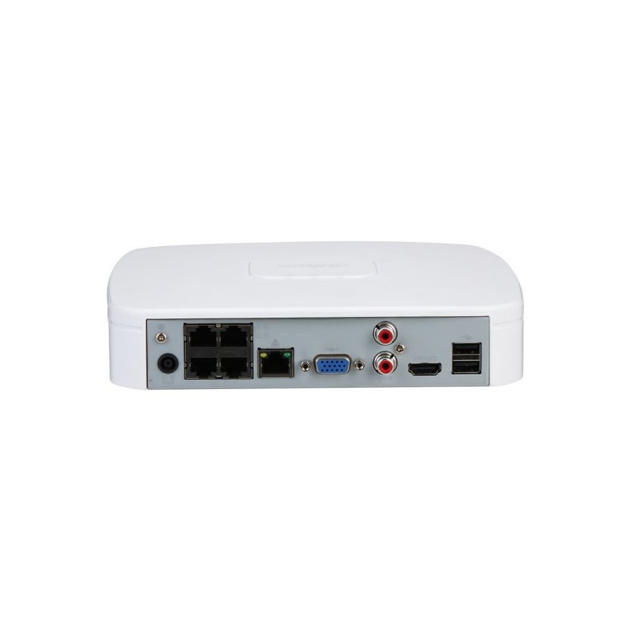 IP-PoE-Rekorder, 4 Kanäle IP, 4 Kanäle PoE, 1x SATA à 20TB, 1U, weiß