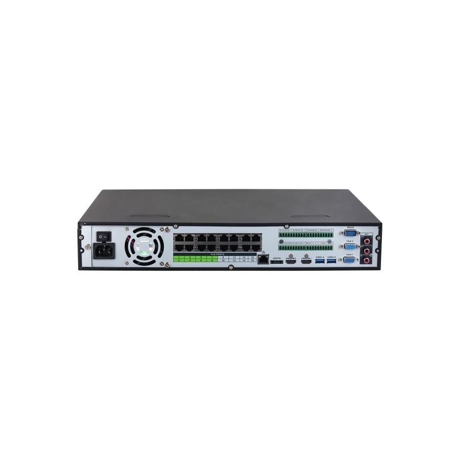 Dahua IP-PoE-Rekorder, 64 Kanäle IP, 16 Kanäle PoE, 4x SATA à 16 TB