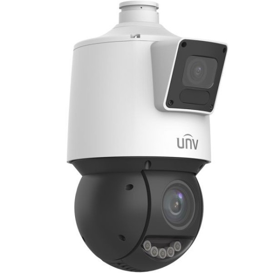 Uniview IP-Dual-Lens-PTZ-Dome-Kamera, 2 x 4 MP, IR 100 m, NDAA, weiß