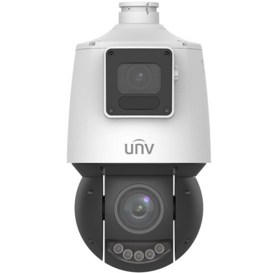 Uniview IP-Dual-Lens-PTZ-Dome-Kamera, 2 x 4 MP, IR 100 m, NDAA, weiß