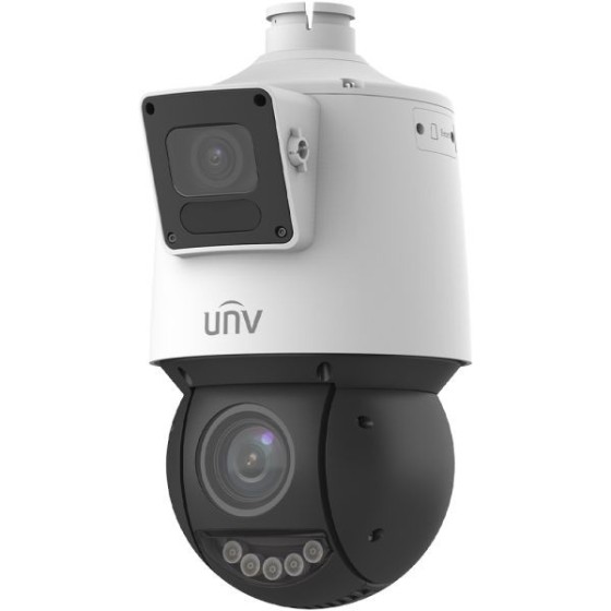 Uniview IP-Dual-Lens-PTZ-Dome-Kamera, 2 x 4 MP, IR 100 m, NDAA, weiß