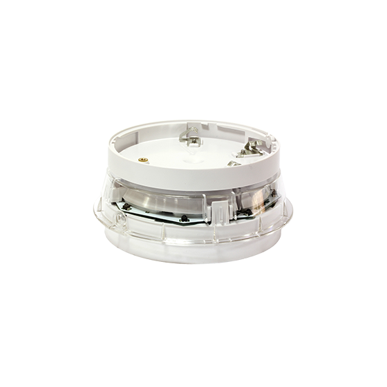 Adressierbarer, ringbusgespeister kombinierbarer Meldersockel- Alarmgeber mit integriertem Isolator