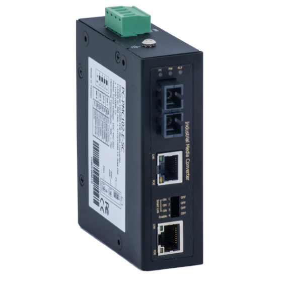 Barox Medienkonverter, PoE+, Hutschiene