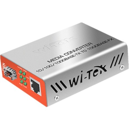 Wi-Tek Glasfaser-Konverter, 1 Port SFP, 1 Port PoE, silber