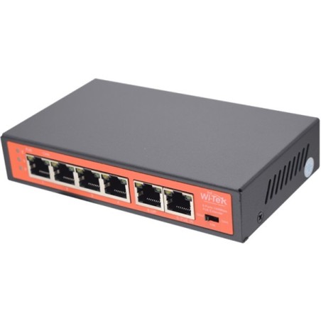 Wi-Tek PoE-Extender, 4 PoE out, 1 PoE in, 250 m, Desktop, Wand