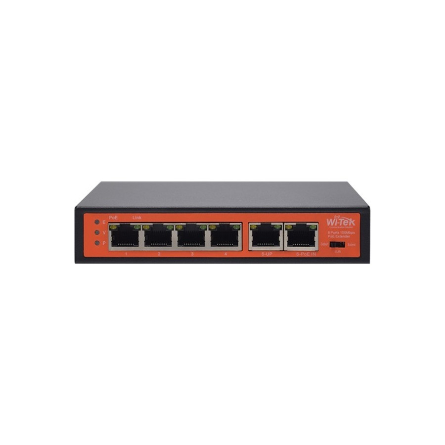 Wi-Tek PoE-Extender, 4 PoE out, 1 PoE in, 250 m, Desktop, Wand