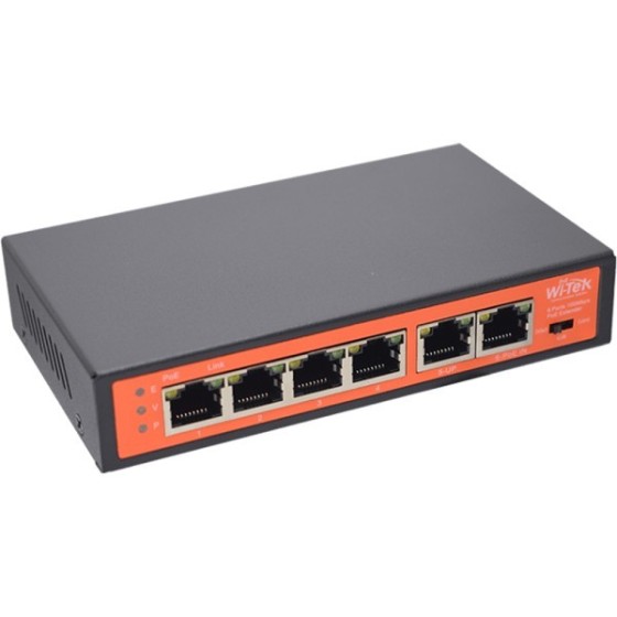 Wi-Tek PoE-Extender, 4 PoE out, 1 PoE in, 250 m, Desktop, Wand