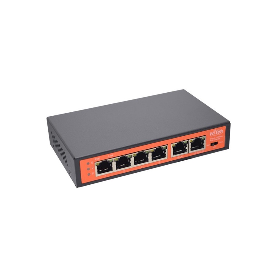Wi-Tek PoE-Extender, 4 PoE out, 1 PoE in, 250 m, Desktop, Wand