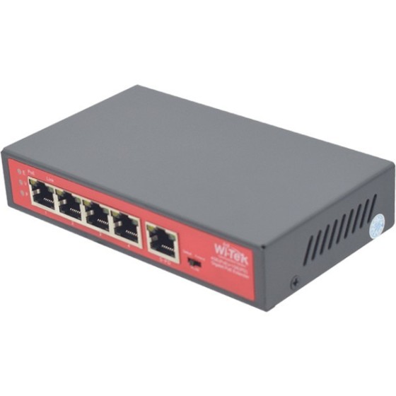 Wi-Tek PoE-Extender, 4 PoE out, 1 PoE in, 250 m, Desktop, Wand