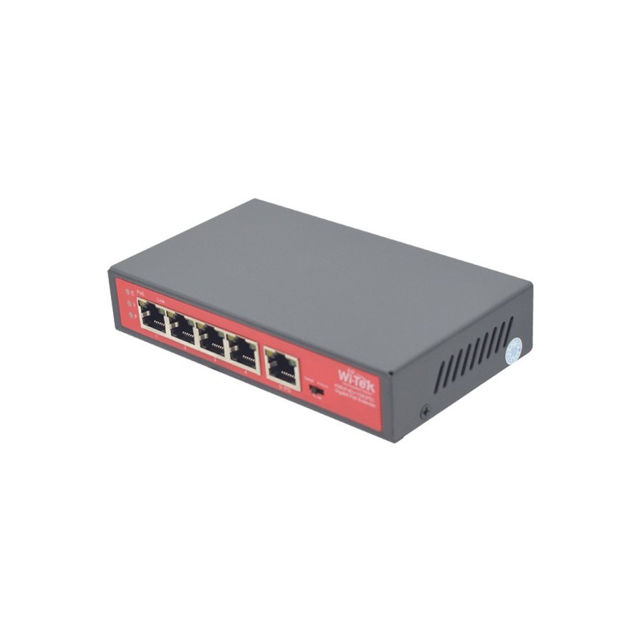 Wi-Tek PoE-Extender, 4 PoE out, 1 PoE in, 250 m, Desktop, Wand