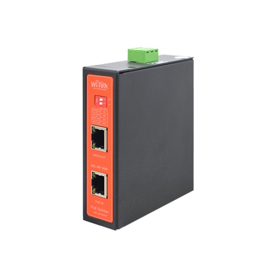 Wi-Tek PoE-Splitter, 2 Ports, 90 W, schwarz, Desktop, DIN-Schiene, Wand