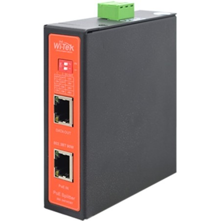Wi-Tek PoE-Splitter, 2 Ports, 90 W, schwarz, Desktop, DIN-Schiene, Wand