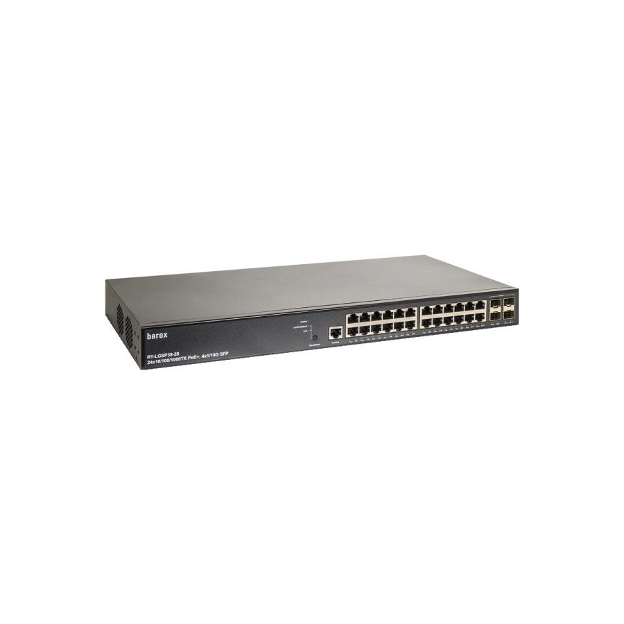 Barox PoE-Switch, 29 Ports, 24 Ports PoE, 4 Ports SFP, managed
