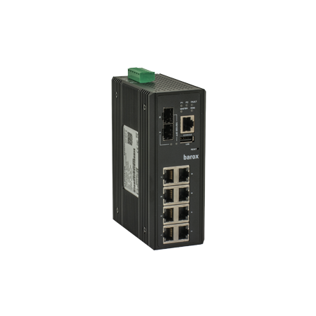 Barox Switch, 10 Ports, 2 Ports SFP, managed, Hutschiene
