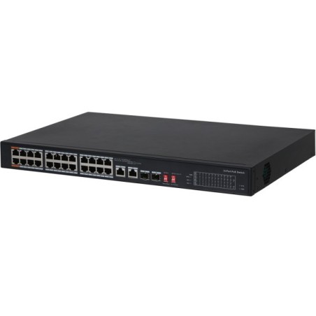 PoE-Switch, 26 Ports, 24 Ports PoE, 2 Ports SFP, 250m, unmanaged, Desktop, Rack