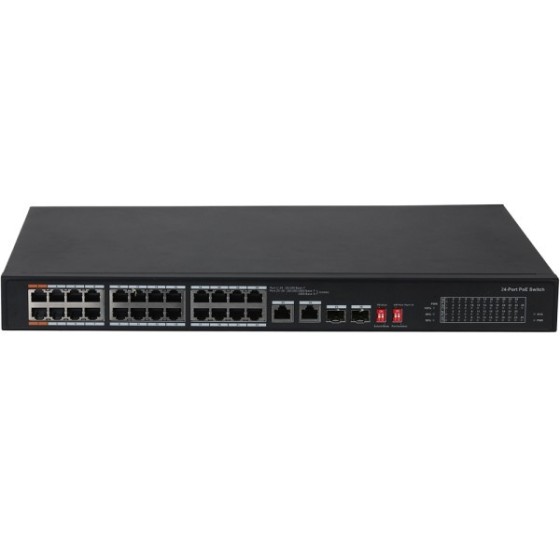 PoE-Switch, 26 Ports, 24 Ports PoE, 2 Ports SFP, 250m, unmanaged