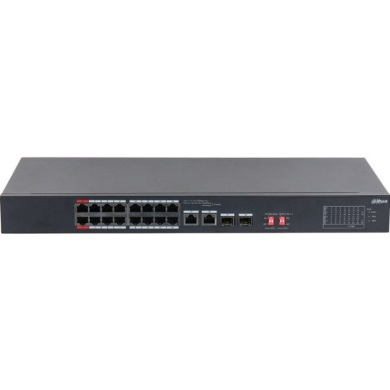 Dahua PoE-Switch, 18 Ports, 16 Ports PoE, 250m, unmanaged, Desktop