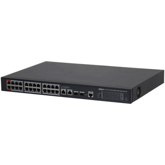 Dahua PoE-Switch, 28 Ports, 24 Ports PoE, 2 Ports SFP, 250m, managed, Desktop