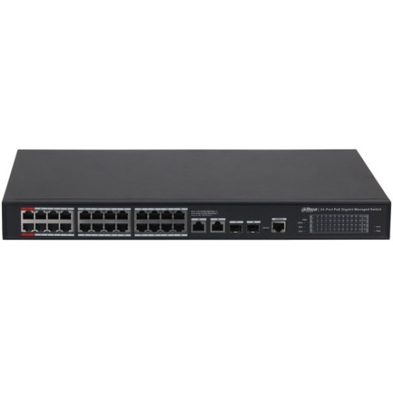 Dahua PoE-Switch, 28 Ports, 24 Ports PoE, 2 Ports SFP, 250m, managed