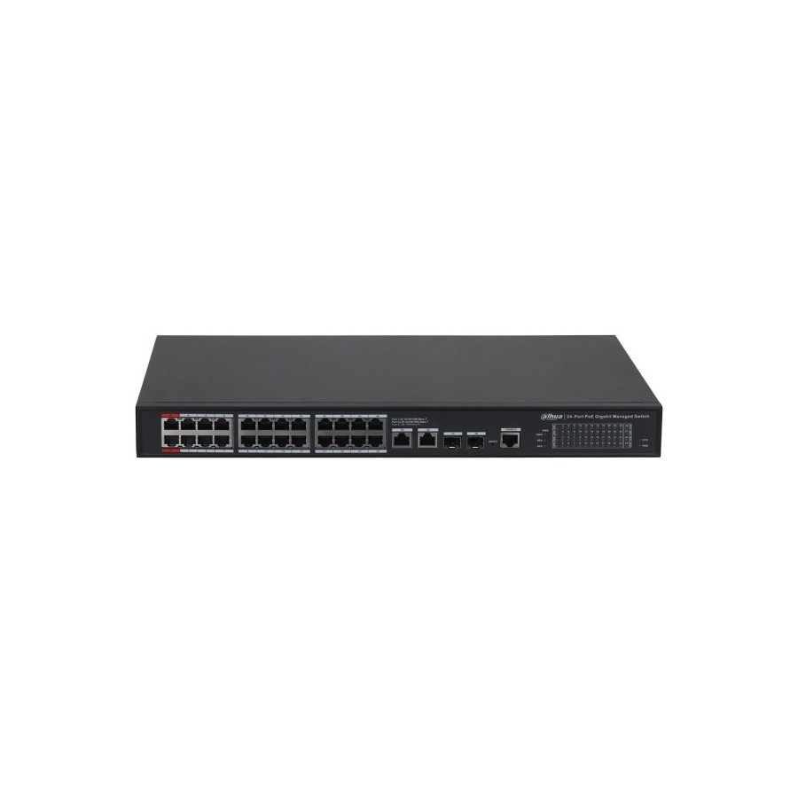 Dahua PoE-Switch, 28 Ports, 24 Ports PoE, 2 Ports SFP, 250m, managed