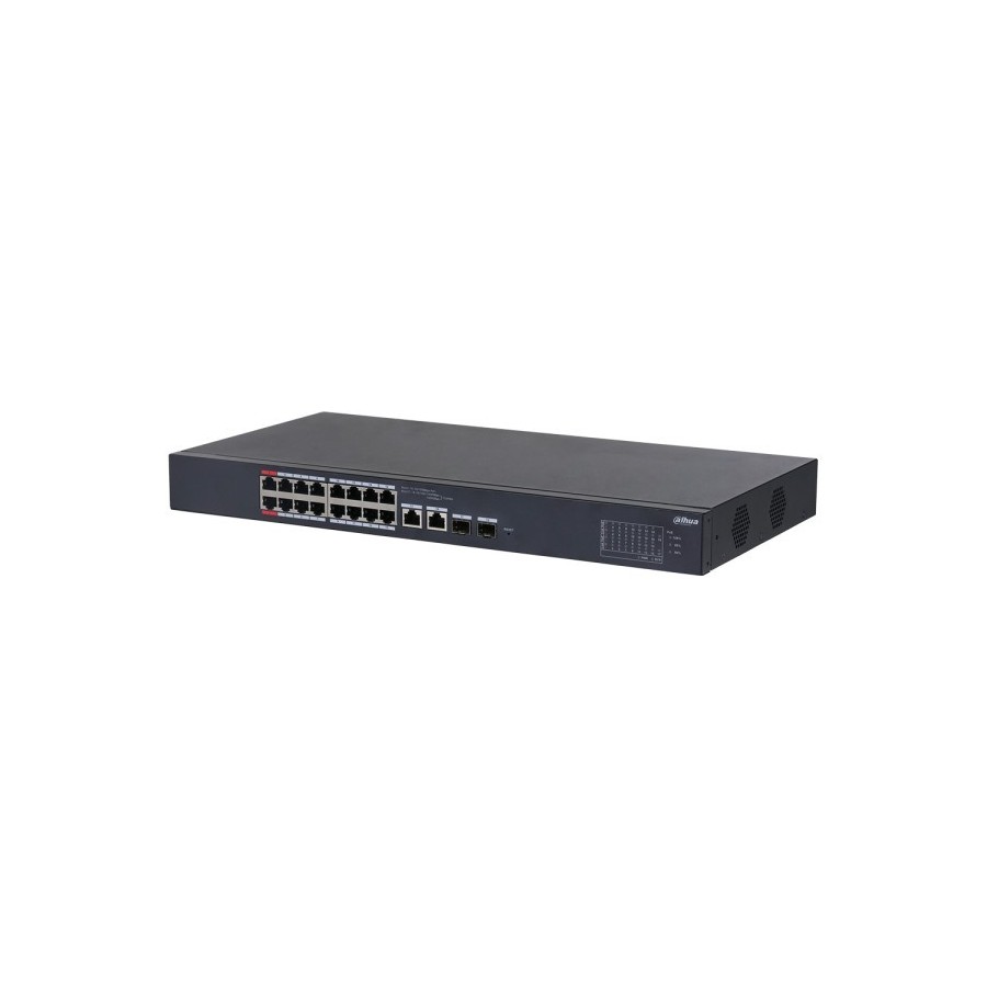 Dahua PoE-Switch, 18 Ports, 16 Ports PoE, 2 Ports SFP, 250 m