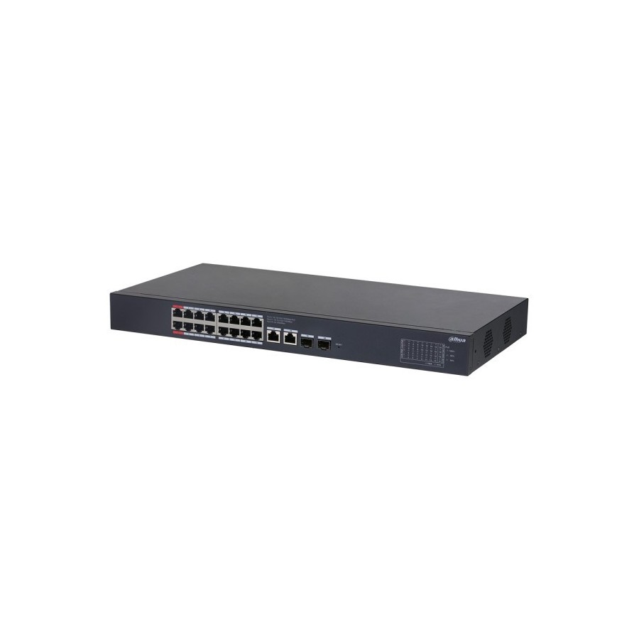 Dahua PoE-Switch, 20 Ports, 16 Ports PoE, 2 Ports SFP, 250 m
