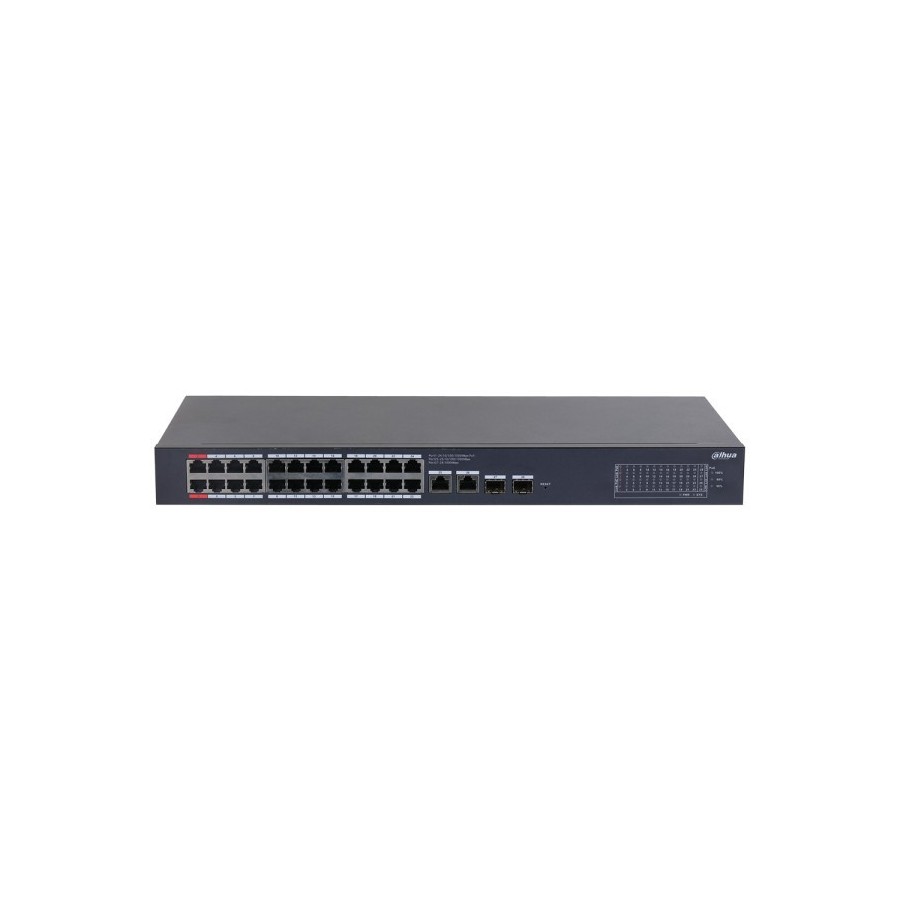 Dahua PoE-Switch, 28 Ports, 24 Ports PoE, 2 Ports SFP, 250 m, Rack