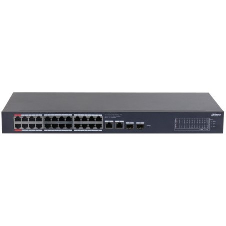 Dahua PoE-Switch, 28 Ports, 24 Ports PoE, 2 Ports SFP, 250 m, cloud managed, Desktop, Rack