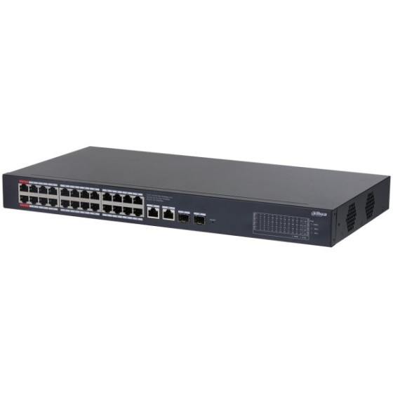 Dahua PoE-Switch, 28 Ports, 24 Ports PoE, 2 Ports SFP, 250 m, Rack