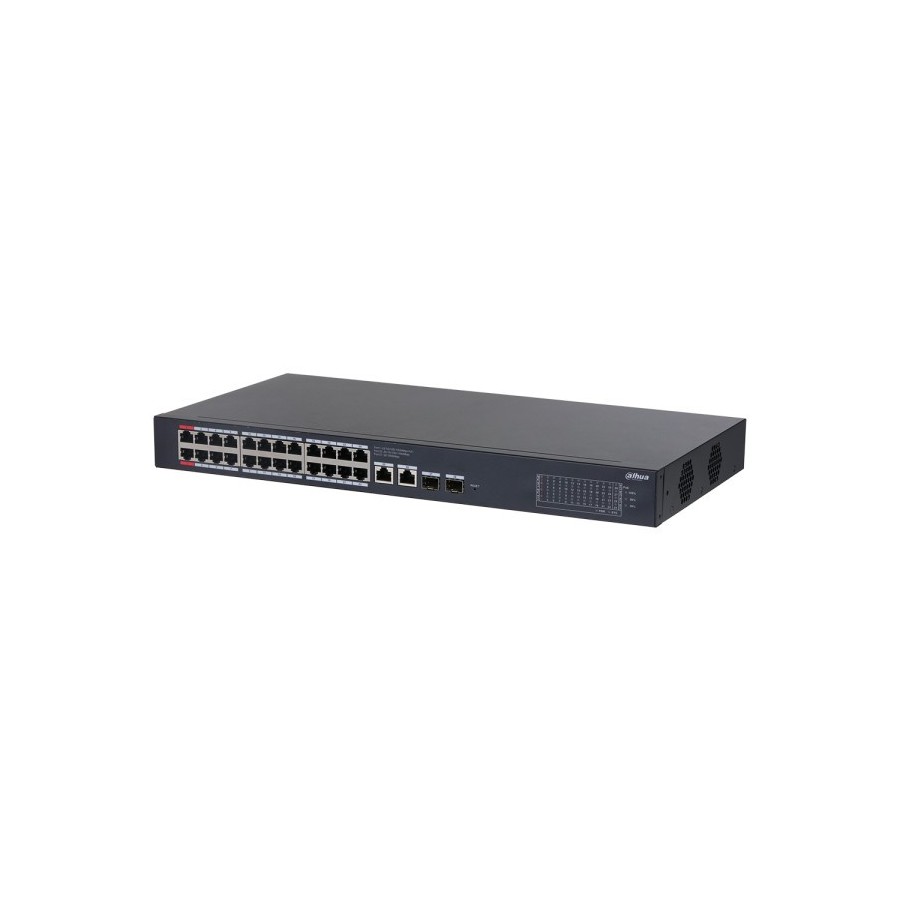 Dahua PoE-Switch, 28 Ports, 24 Ports PoE, 2 Ports SFP, 250 m, Rack