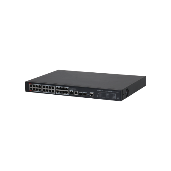 Dahua PoE-Switch, 28 Ports, 24 Ports PoE, 2 Ports SFP, 250 m, managed
