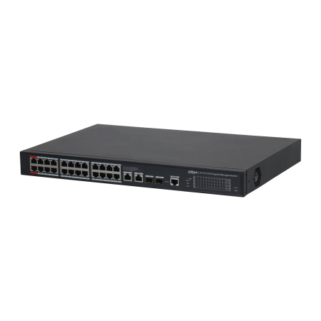 Dahua PoE-Switch, 28 Ports, 24 Ports PoE, 2 Ports SFP, 250 m, managed