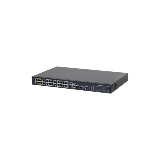Dahua PoE-Switch, 26 Ports, 24 Ports PoE, 2 Ports SFP, 800 m, managed, Desktop, Rack